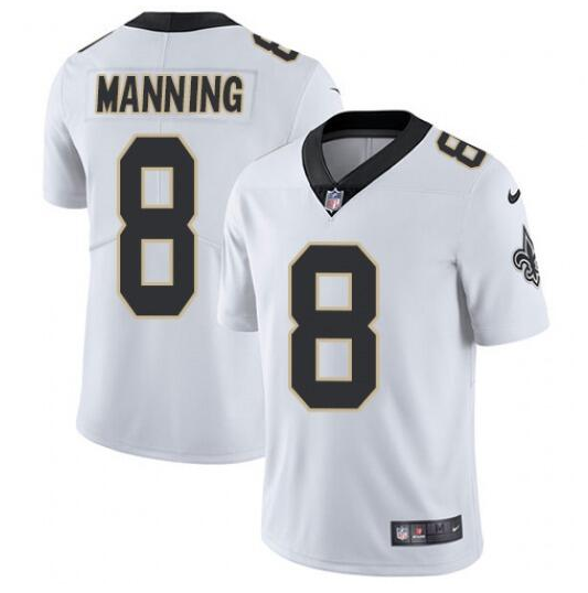 Men's New Orleans Saints Saints #8 Archie Manning 2021 White Vapor Untouchable Limited Stitched Jersey Men's New Orleans Saints Saints #8 Archie Manning 2021 White Vapor Untouchable Limited Stitched Jersey